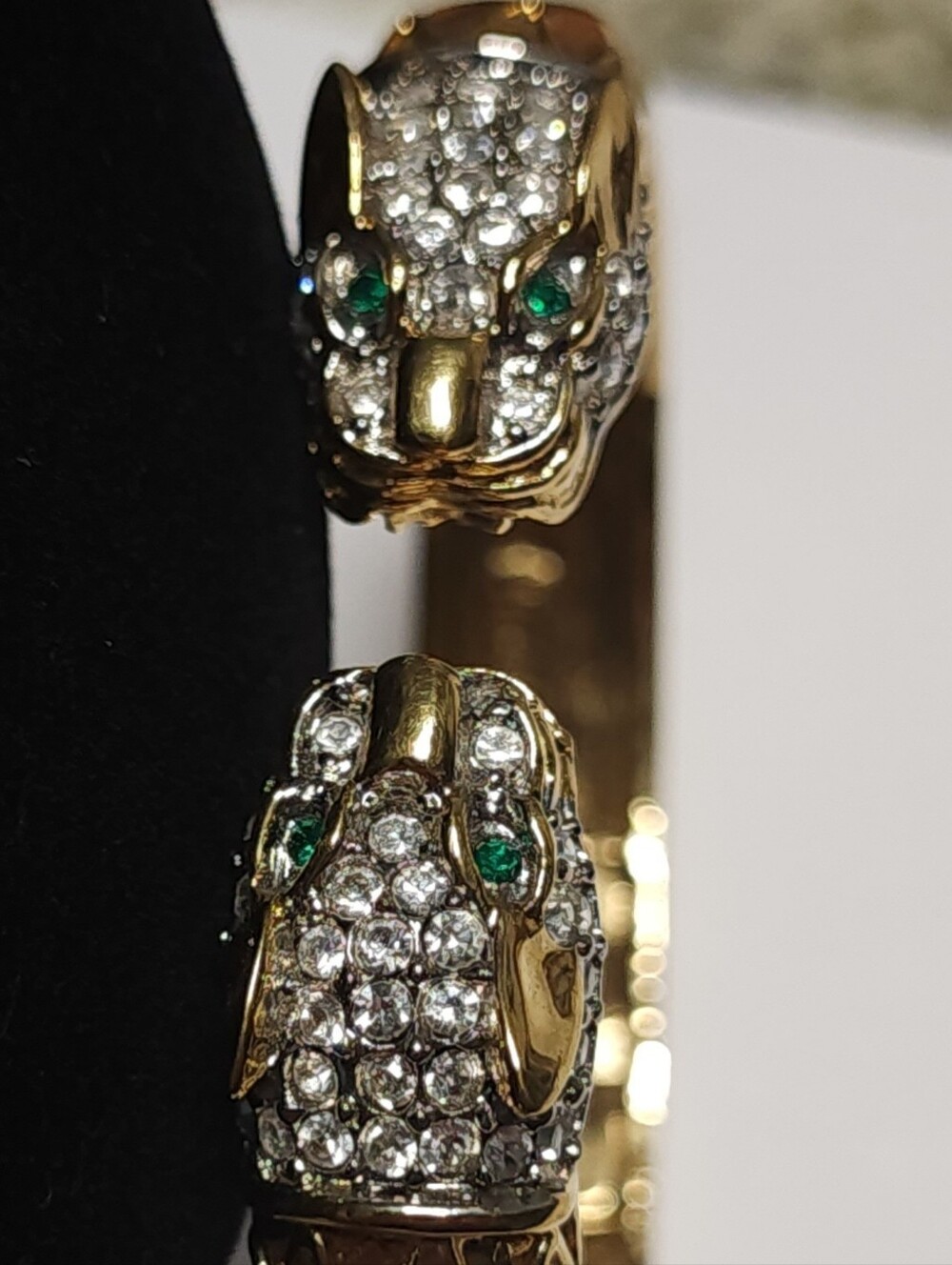 Panther Head Hinged Bangle Bracelet Cartier Style Signed Butler..Beautiful!